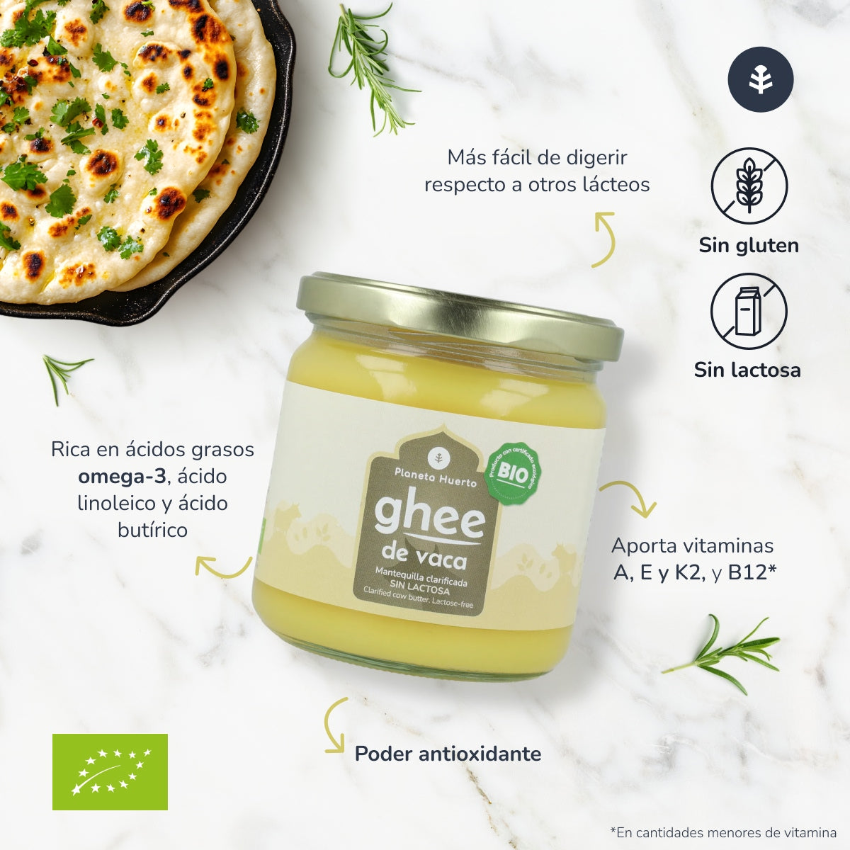 Pak 2x Ghee geklaarde boter ECO Planet Garden 350 gr