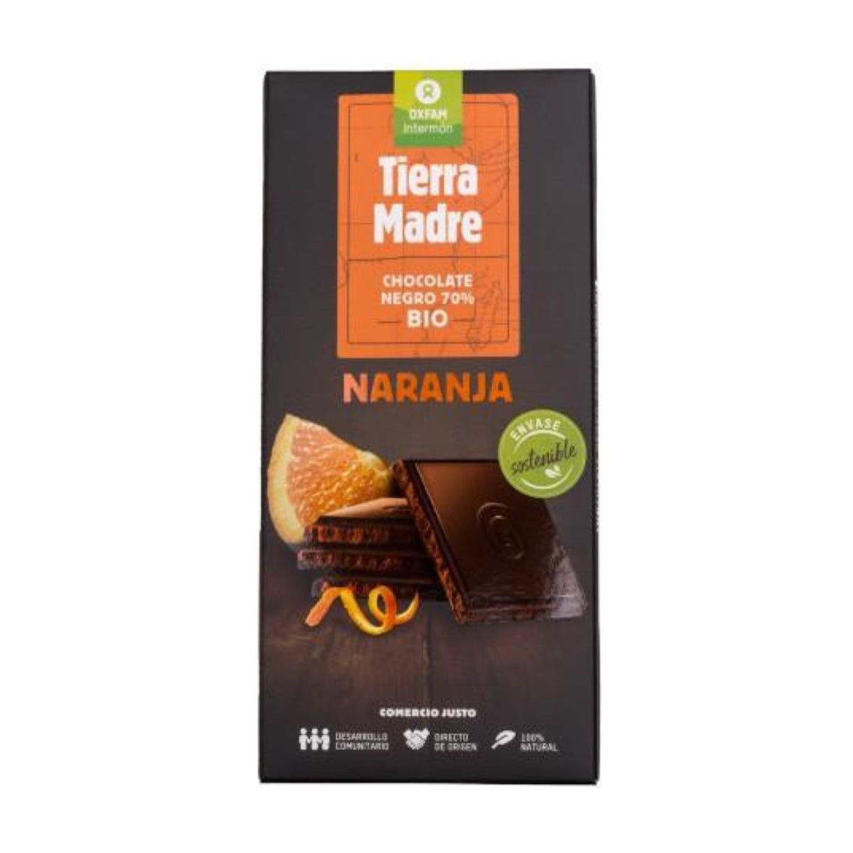 Tablette de chocolat noir 70 % Orange Bio Tierra madre 100 g
