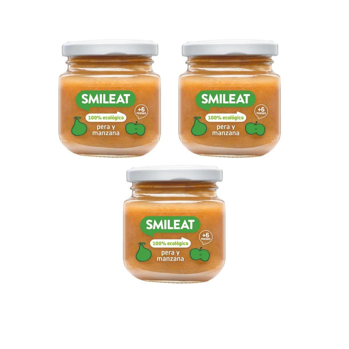 AKTION 3x Bio-Gläschen Birne und Apfel +6 Monate Smileat, 130 g