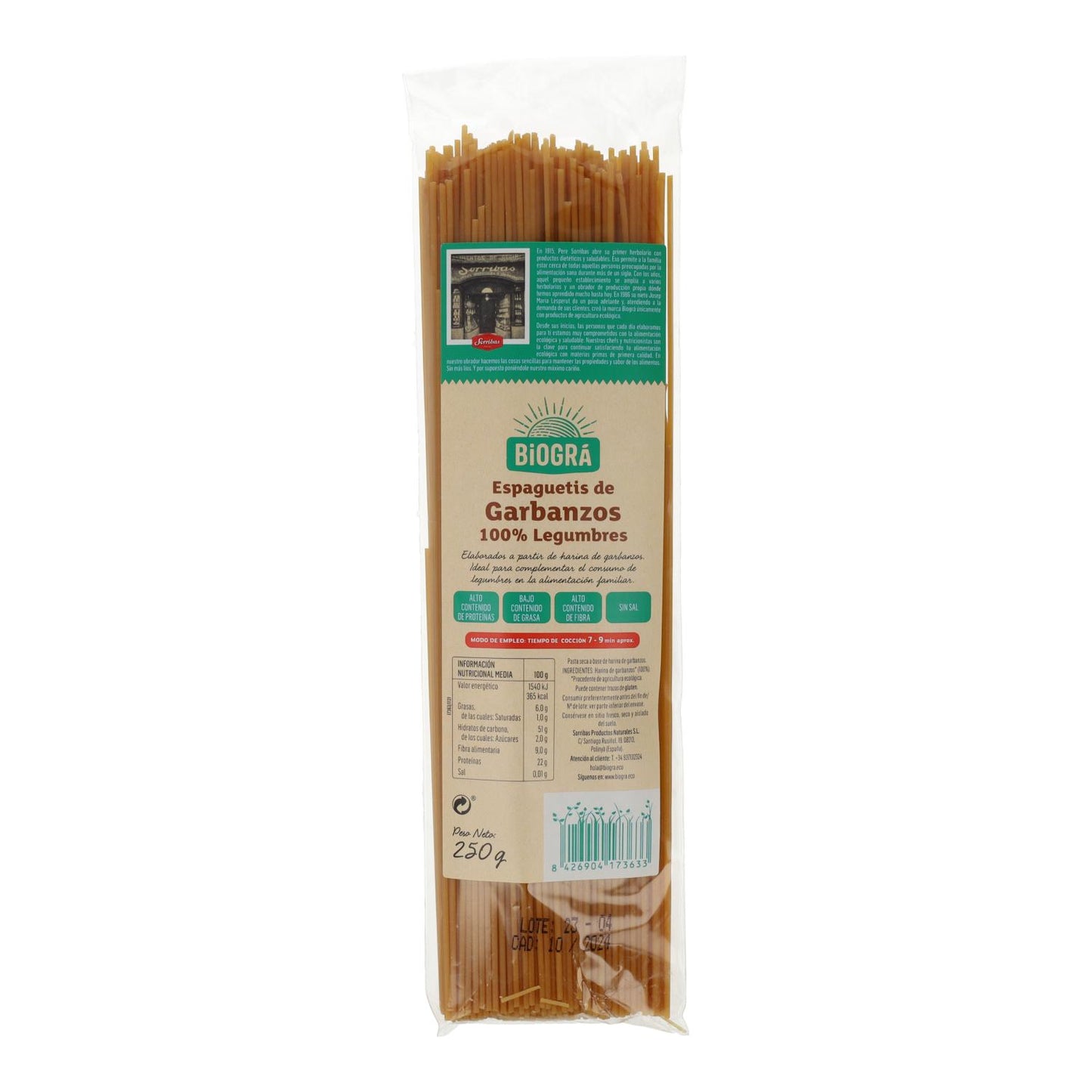 Biologische kikkererwtenspaghetti Biográ BIO 250 g