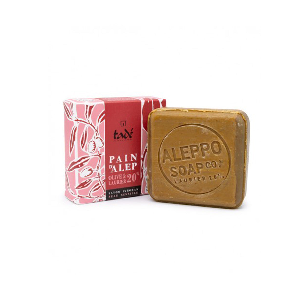 Tadé Aleppo-tvål 20 % lagerblad. 100 g.