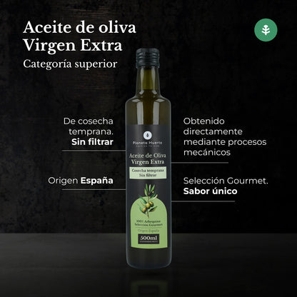 Pakket van 3 ongefilterde extra vierge olijfolie van vroege oogst Planeta Huerto 500 ml