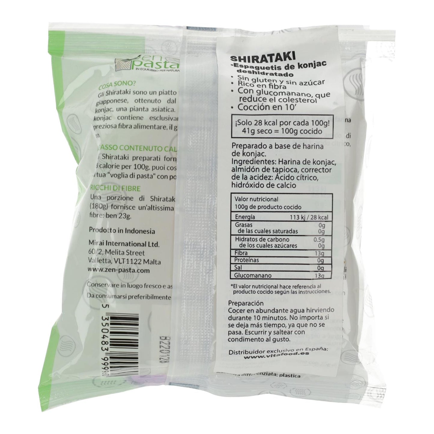 Gedroogde Konjac Shirataki-spaghetti Zen Pasta 75 g