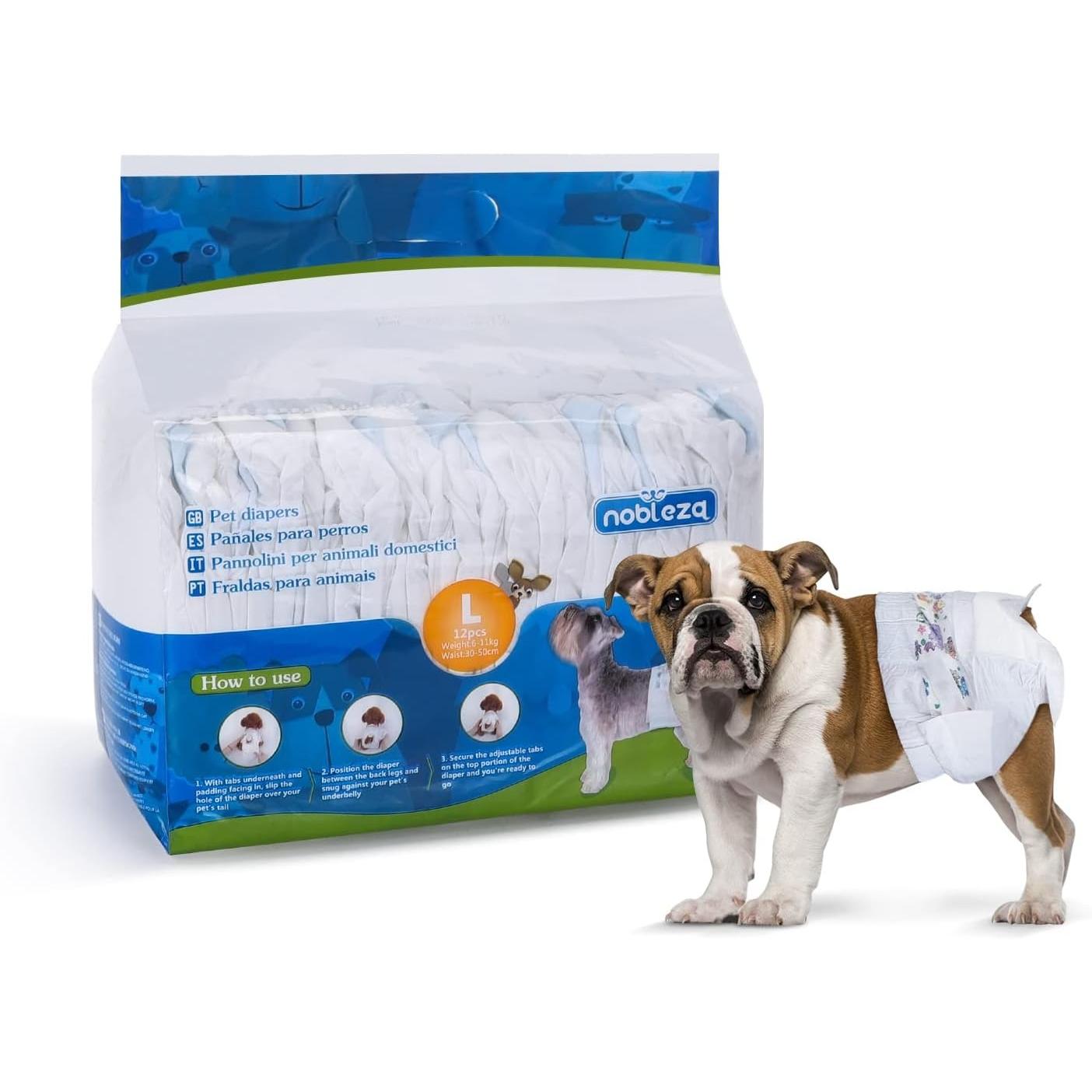 Couches pour chienne Nobleza, taille L, lot de 12.