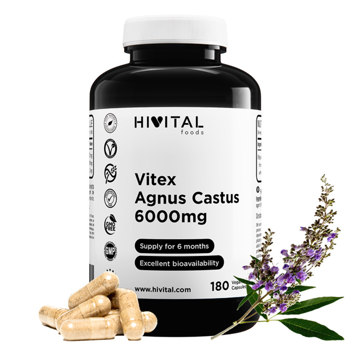Vitex Agnus Castus 6000 mg Hivital 180 veganska kapslar