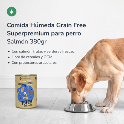 Paquet de 12 x Croquettes pour chiens sans céréales au saumon 380 g Planeta Huerto