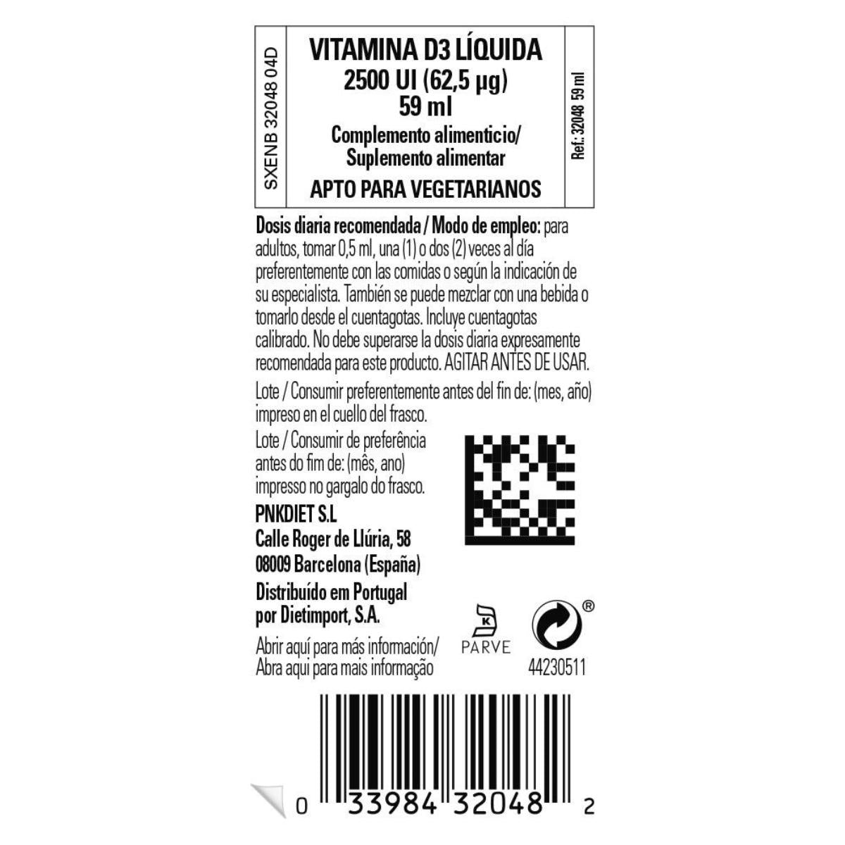 Vitamine D3 liquide 2500 UI, 59 ml (orange)