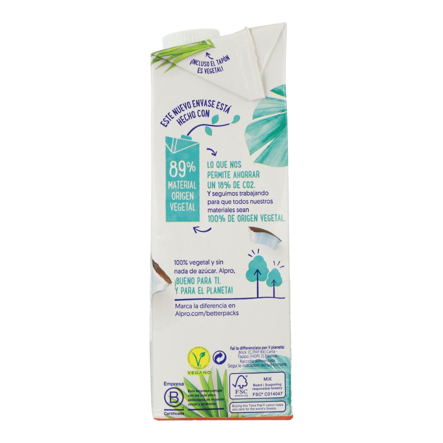 Pack 6 uds Bebida de Coco Sin azúcar Alpro 1 Litro