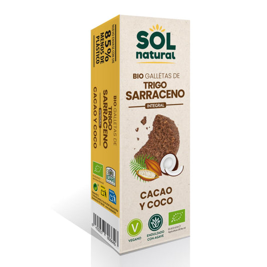 Wholemeal buckwheat biscuits with organic cocoa and coconut Sol Natural 175 g
