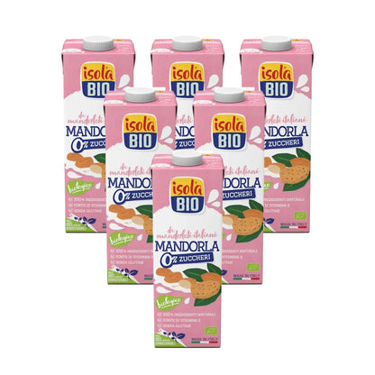 6er-Pack Bio-Mandelmilch ohne Zucker Isola Bio 1 l