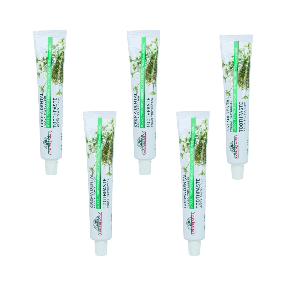 5er-Pack Zahnpasta Myrrhe, Propolis und Fenchel Corpore Sano 75 ml