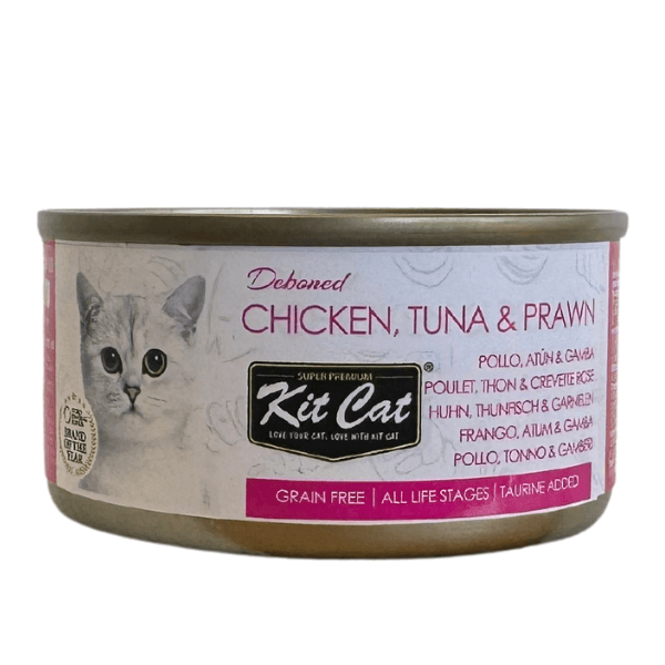 Kit Cat Dosen-Toppers – Huhn, Thunfisch & Garnelen 80 g Nassfutter für Katzen