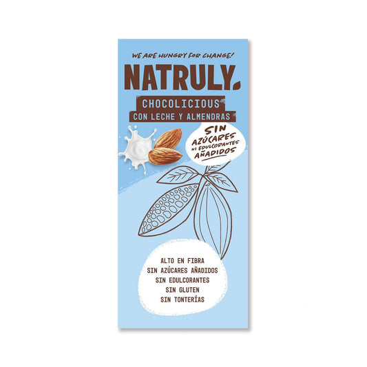 Tablette Chocolicious chocolat au lait aux amandes Natruly 85 g