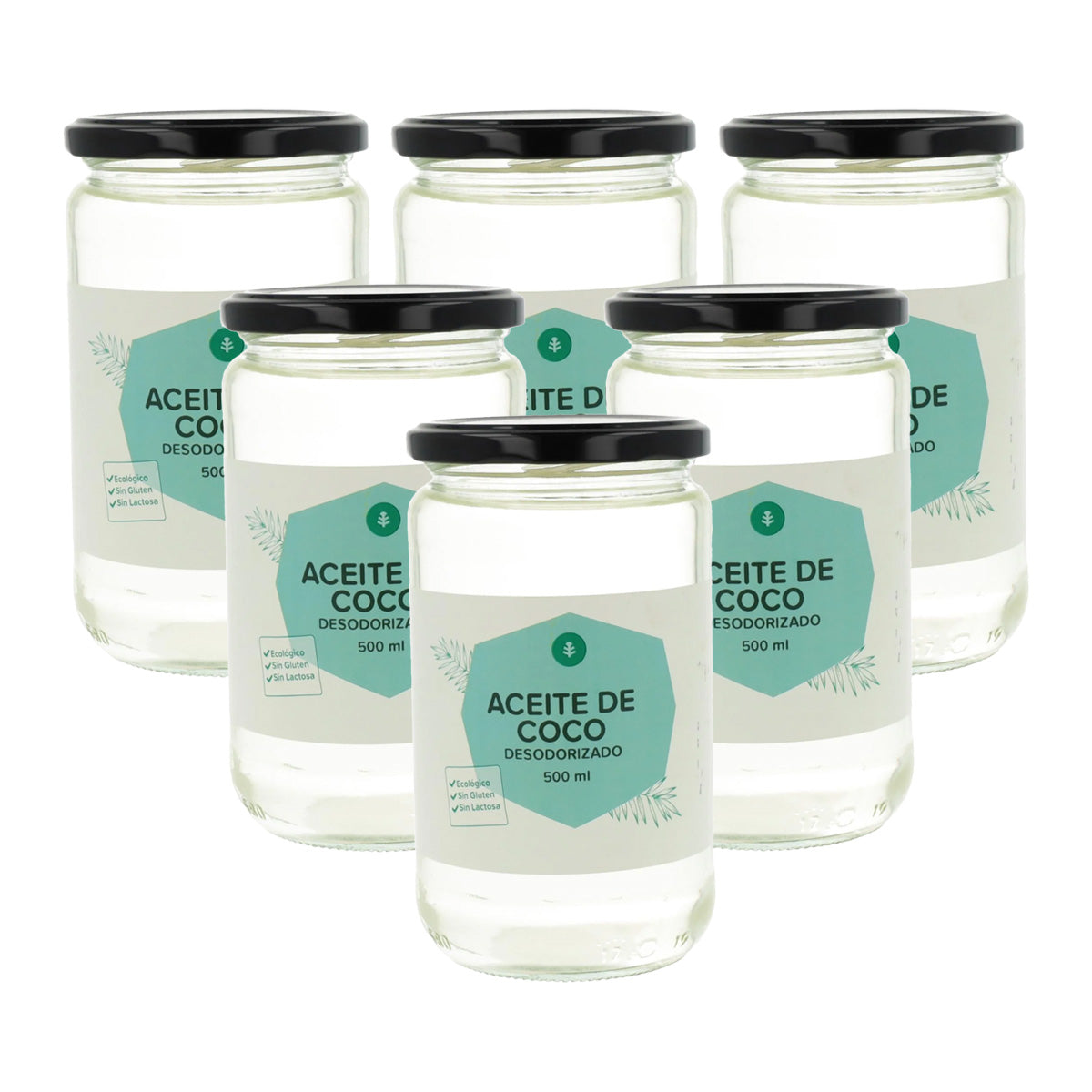 6er-Pack desodoriertes Kokosöl ECO Planeta Huerto 500 ml