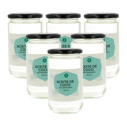 6er-Pack desodoriertes Kokosöl ECO Planeta Huerto 500 ml