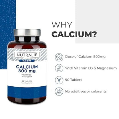 Nutralie Kalcium 800 mg + Vit D3 och magnesium, 90 tabletter
