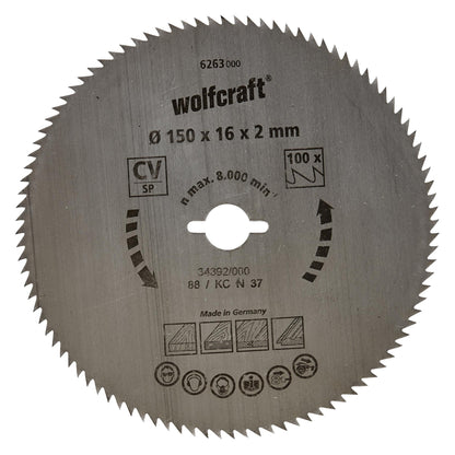 Disques de scie circulaire à coupe fine Wolfcraft 160 x 16 mm 100 dents