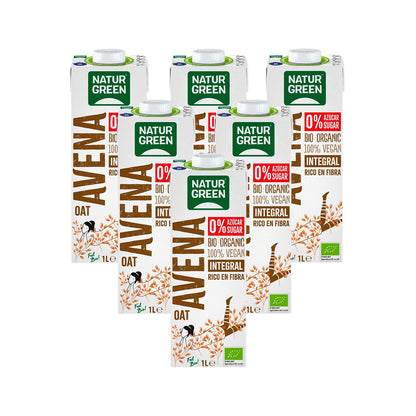 Pack 6 uds Bebida de Avena Integral 0% Azúcares Bio NaturGreen 1 L