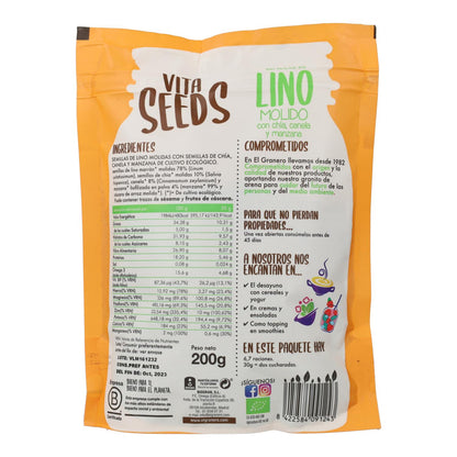 Graines de lin, de chia, de pomme et de cannelle biologiques Vitaseeds, 200 g