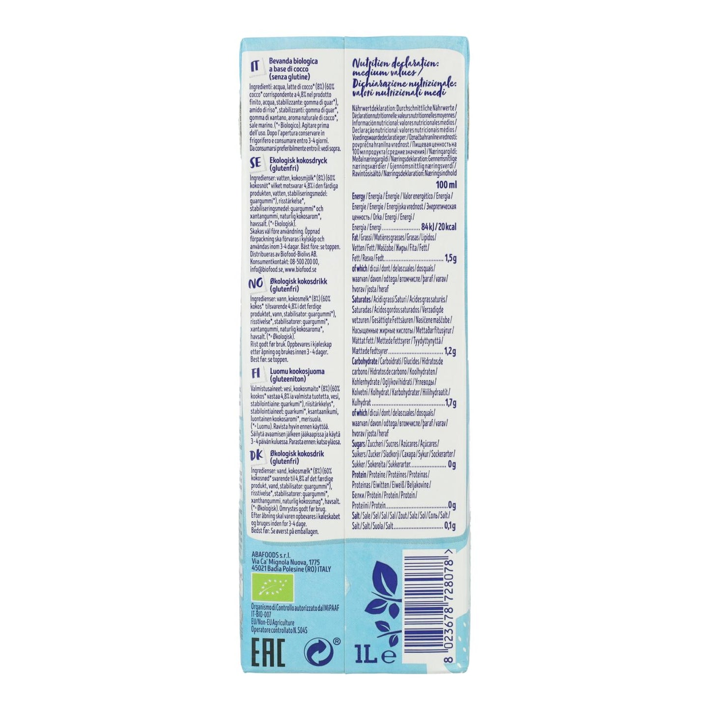 Napój kokosowy bez cukru Bio Isola Bio 1 l