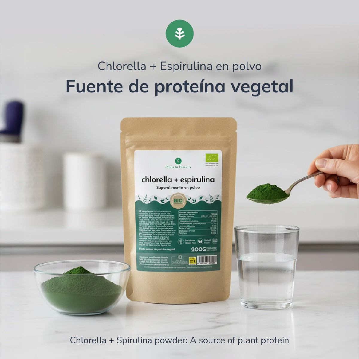 Chlorella + spirulina w proszku Planeta Huerto 200 g