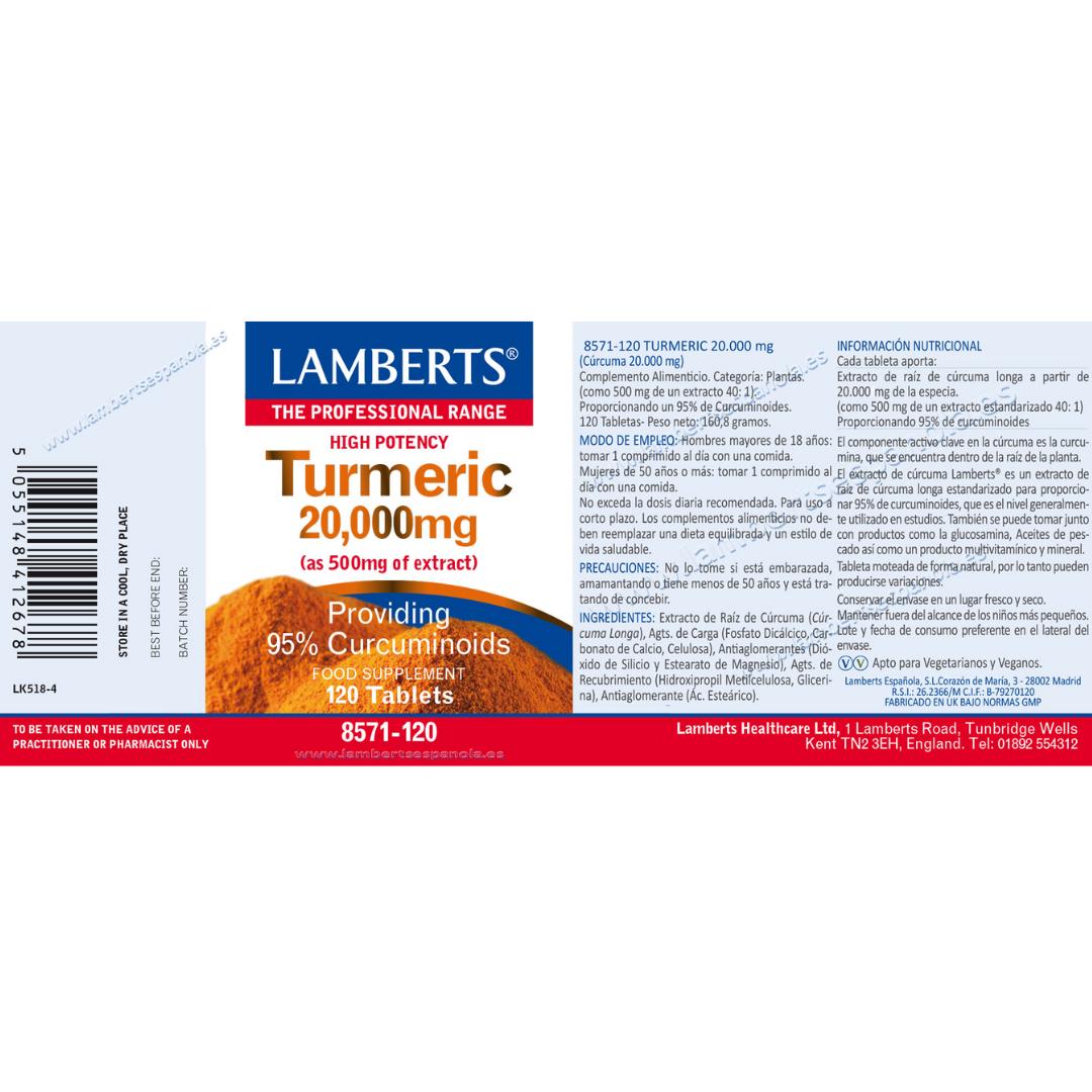 Kurkuma 20.000 mg Lamberts 120 tabletten