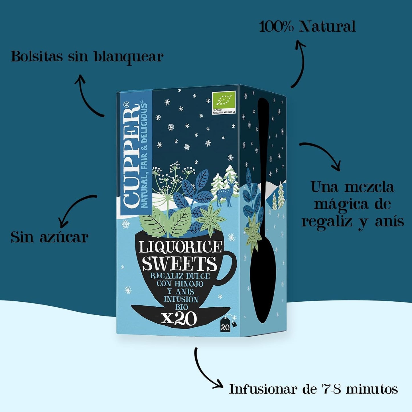 Infusion bio à la réglisse d'hiver, 20 sachets de thé