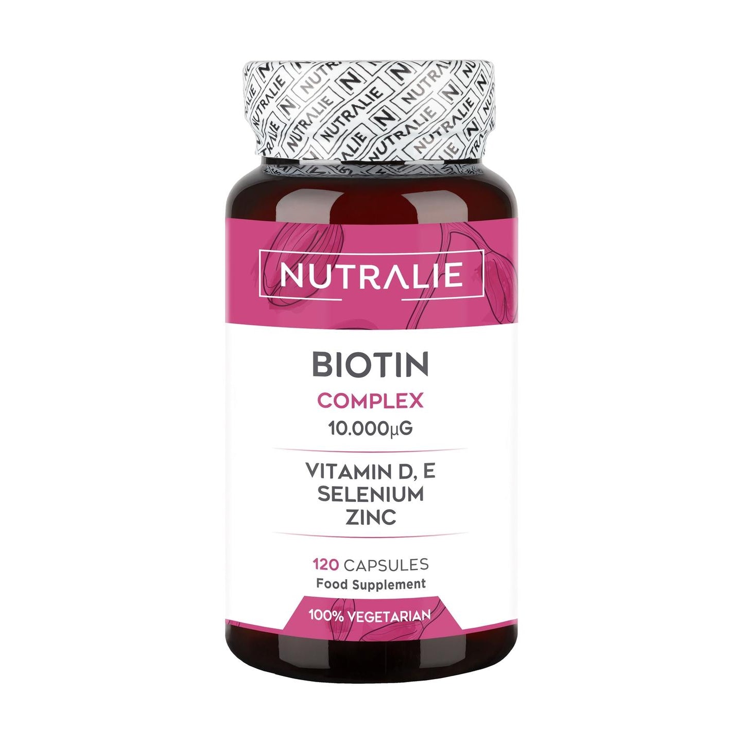 Nutralie Biotin-Komplex 10000 mcg für Haare, Haut und Nägel, 120 Kapseln