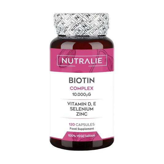 Nutralie Biotin-Komplex 10000 mcg für Haare, Haut und Nägel, 120 Kapseln