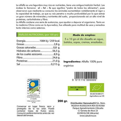 Alfalfa w proszku ECO Salud Viva, 200 g