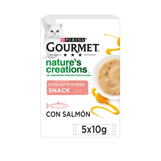 GOURMET Nature's Creations Exquise Puree Vloeibare Snack met Zalm en Wortel 5x10 g