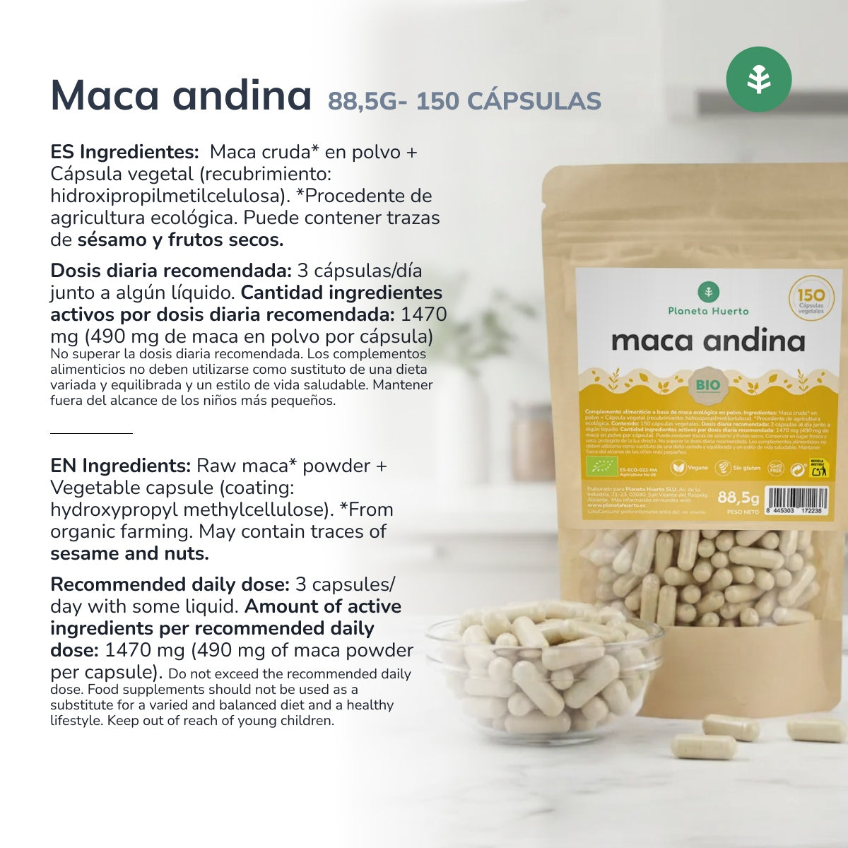 Bio Maca Planeta Huerto 150 Kapseln