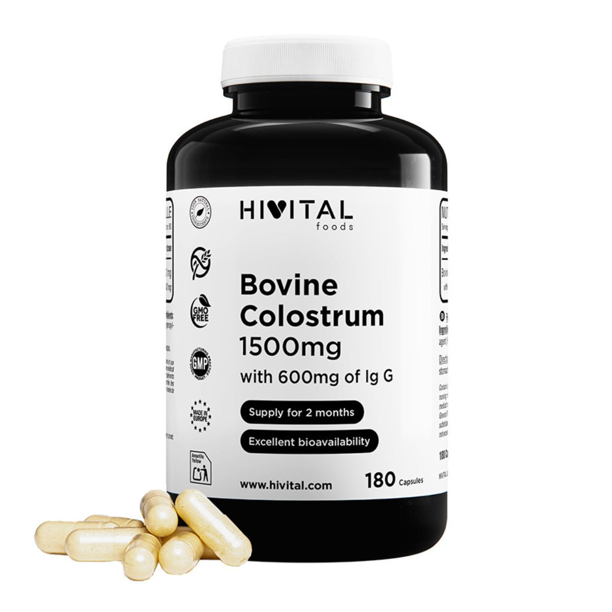 Bovine colostrum 1500 mg Hivital 180 capsules
