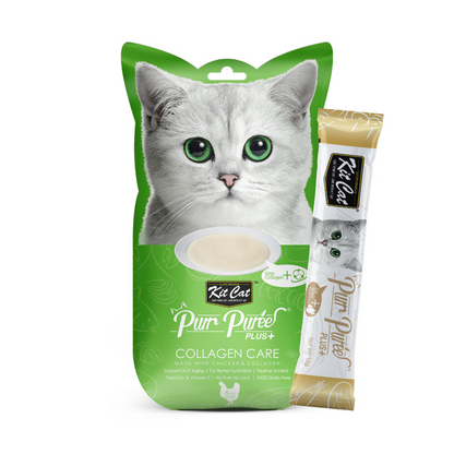 Kit Cat PurrPuree Plus - Poulet Collagen Care Kit Cat 4x15 g Snack crémeux pour chats