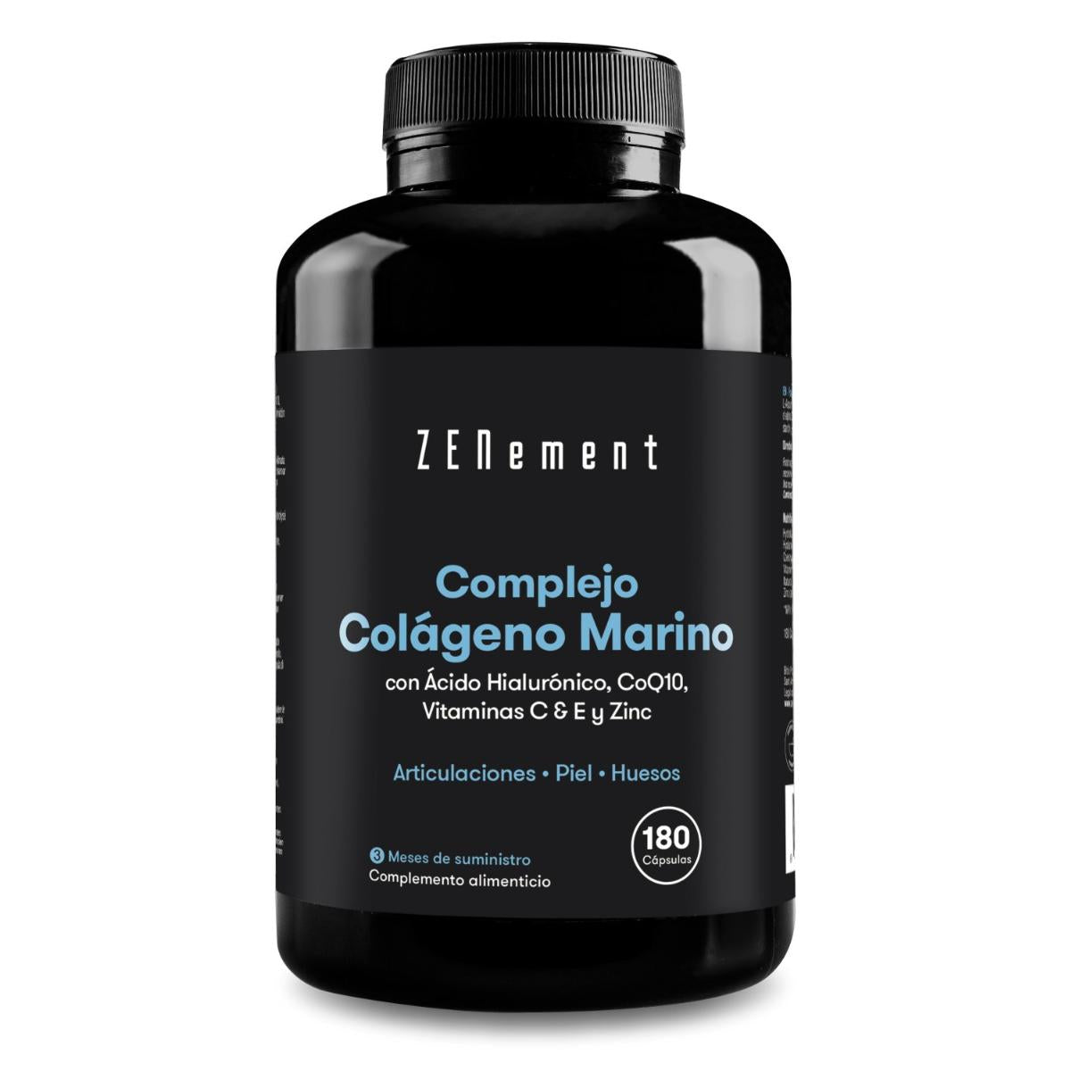 Complesso di collagene marino con acido ialuronico, CoQ10, vitamine C ed E e zinco Zenement, 180 compresse