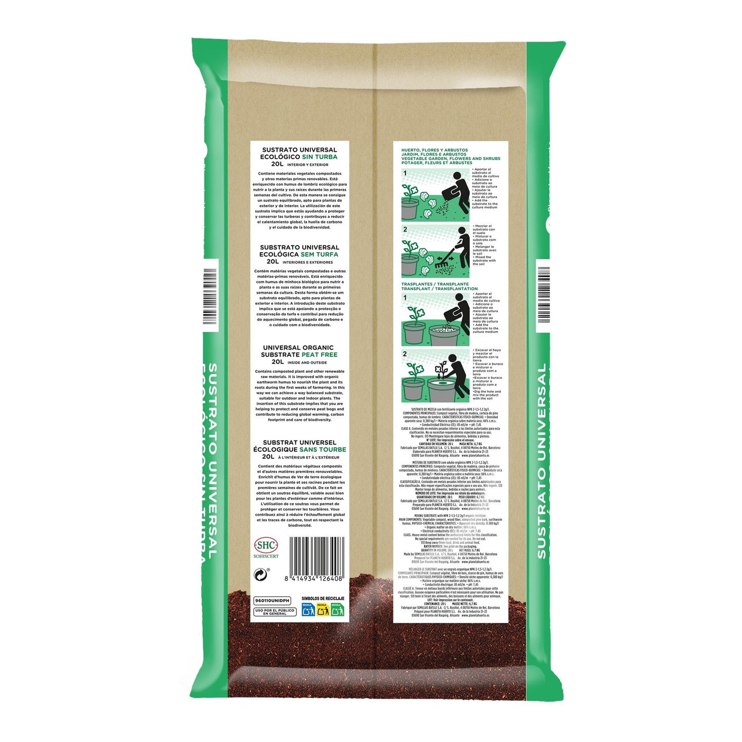 Planeta Huerto ECO Universal Peat-Free Potting Soil 20 L - Improved Formula