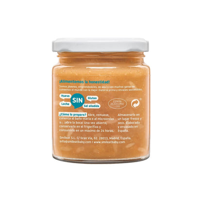 Pack of 12 jars of organic rice with salmon and peas Smileat, 230 g