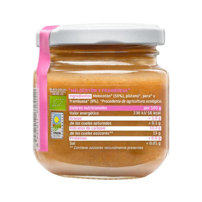 PROMO 3 pots de framboises et pêches bio Smileat, 130 g