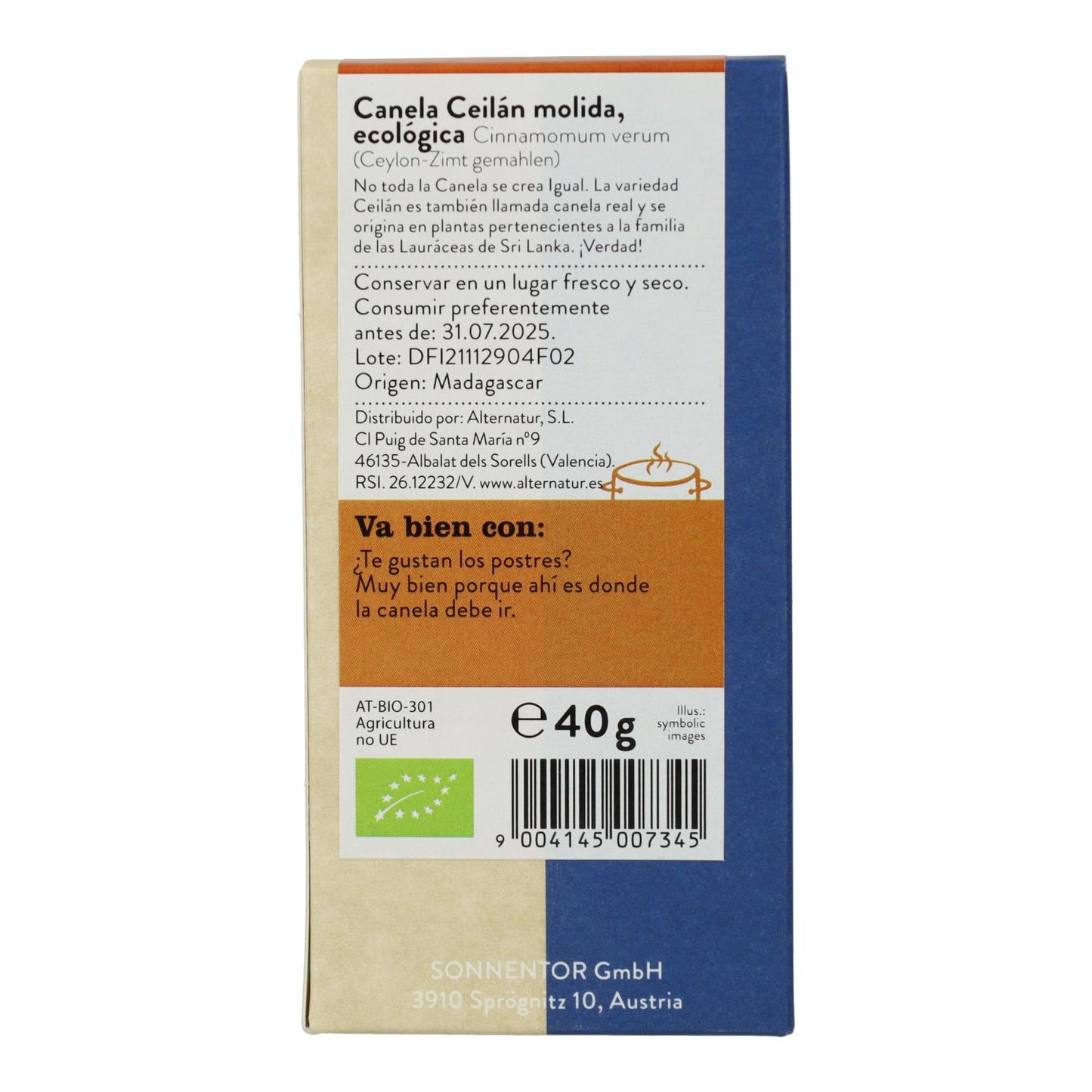 Malet ekologisk ceylonkanel 40 g Sonnentor