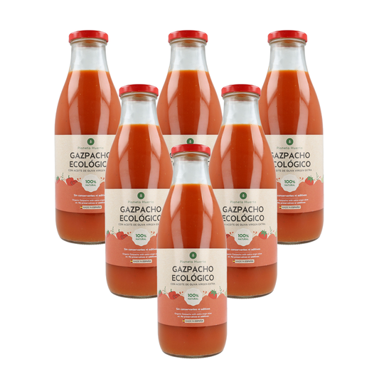 Lot de 6 gaspachos traditionnels bio à l'huile d'olive extra vierge de Planeta Huerto (1L)