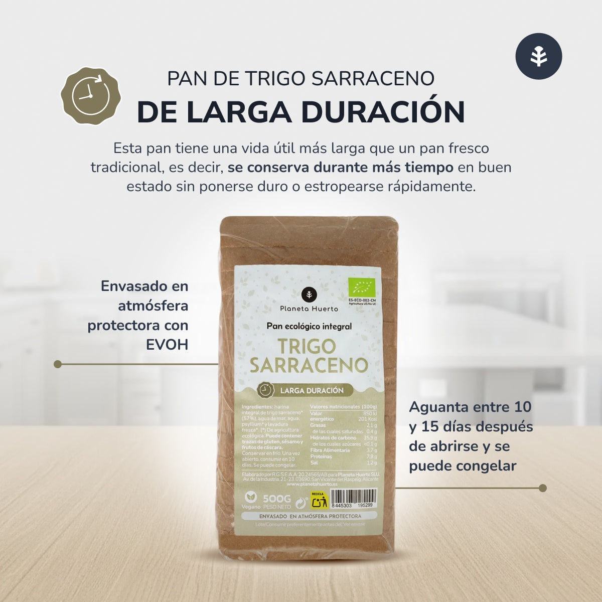 Pane integrale di grano saraceno ECO Planeta Huerto 500 g