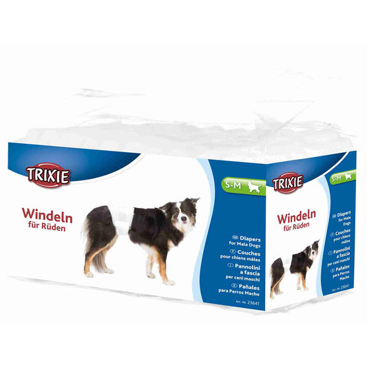Trixie 12 Dog Nappies for Male Dogs S-M 30-46 cm