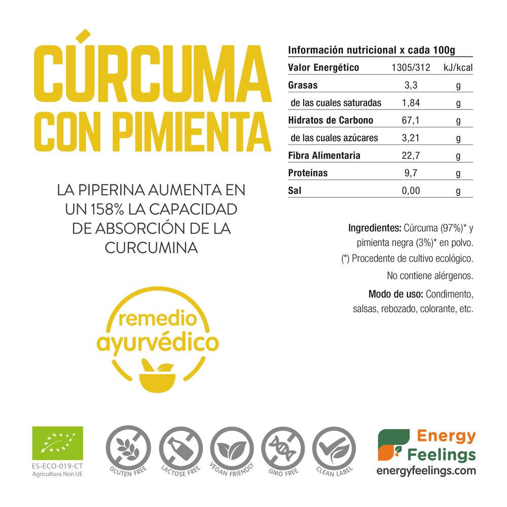 Pack 2x Cúrcuma Con Pimienta negra en Polvo Eco  Energy Feelings 200 g
