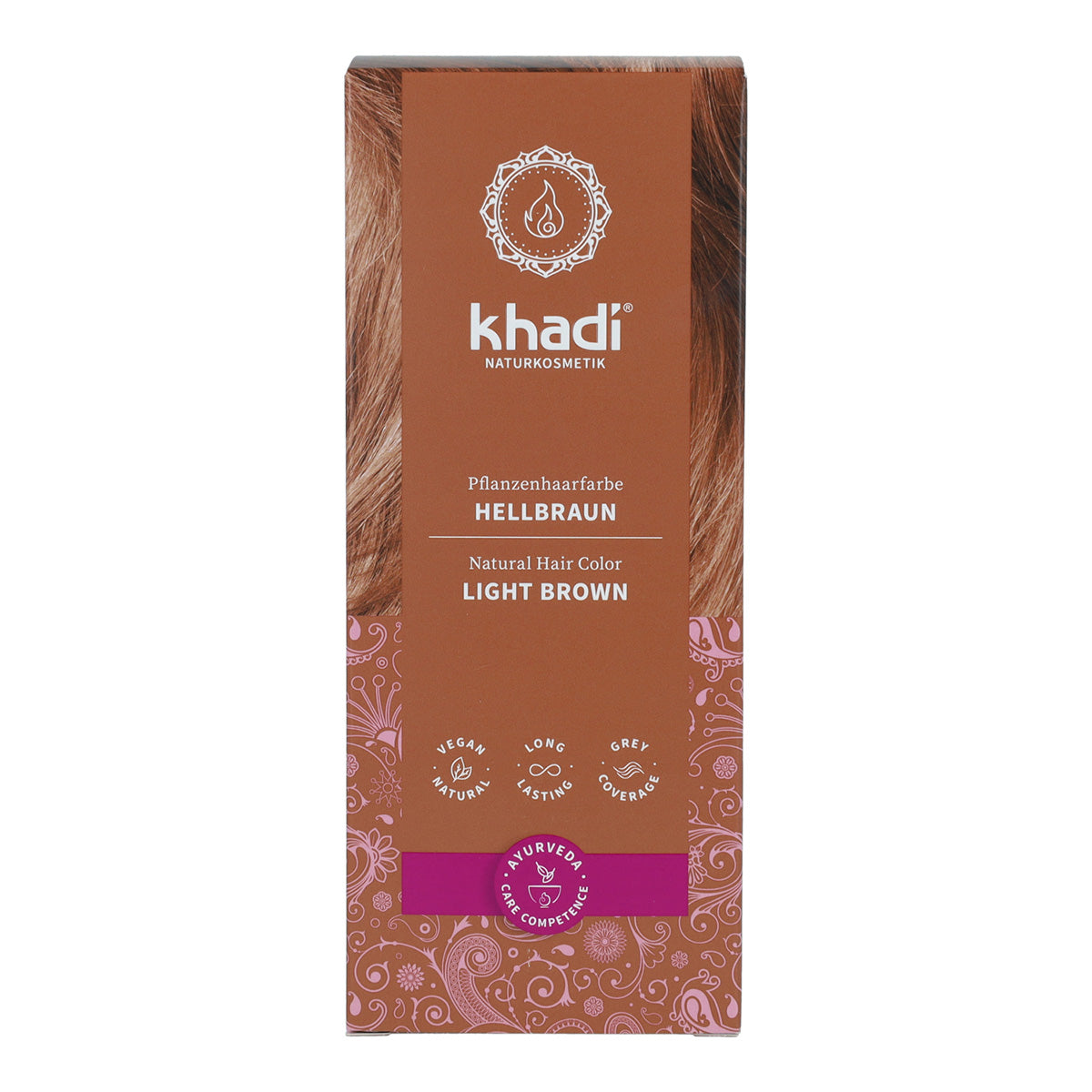 Naturalna farba do włosów w kolorze jasnobrązowym, Khadi, 100 g