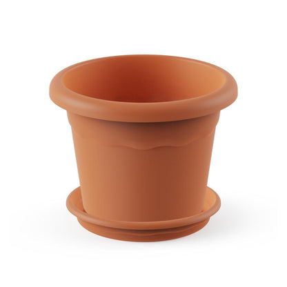 Confezione vaso rotondo con piatto color terracotta Terra 20 x 15 cm