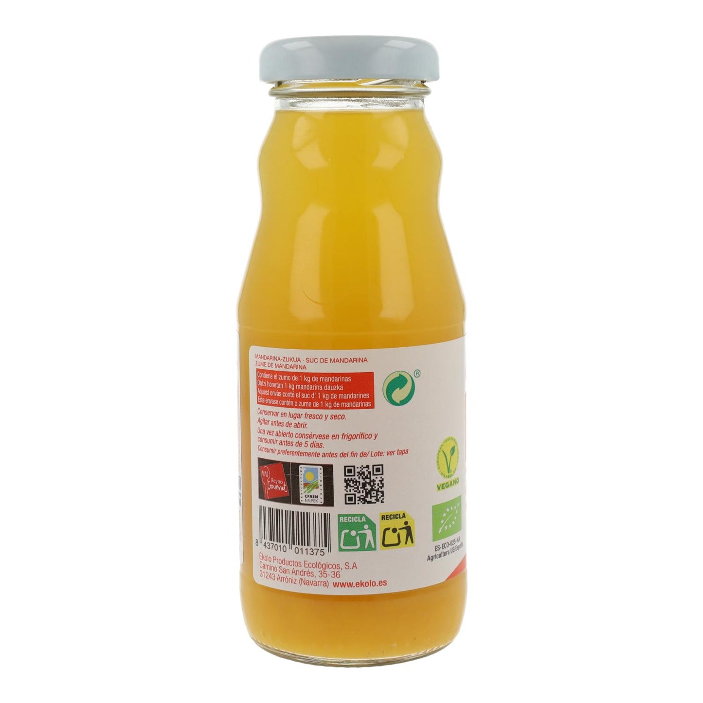 Zumo de Mandarina Bio 100% exprimido Ékolo 750 ml