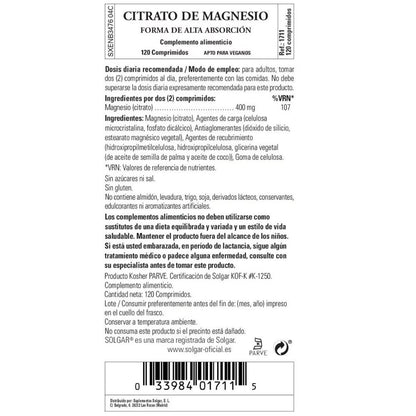 2er-Pack Magnesiumcitrat 120 Tabletten Solgar