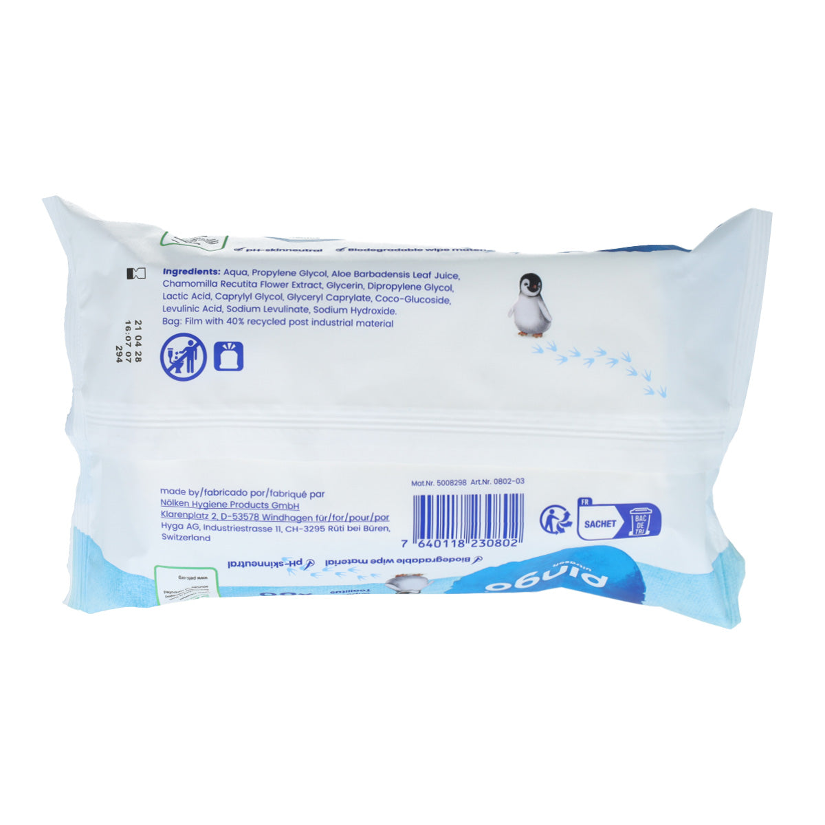 Salviettine umidificate 100% biodegradabili 80 pezzi Pingo