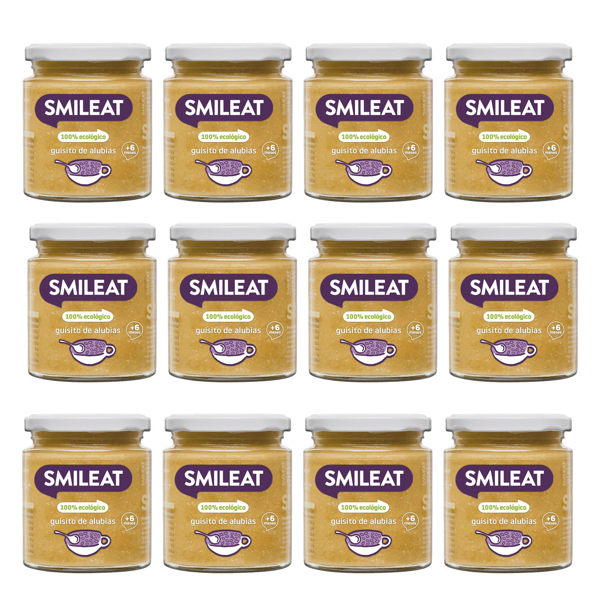 Lot de 12 petits pots BIO Guisito aux haricots Smileat, 230 g