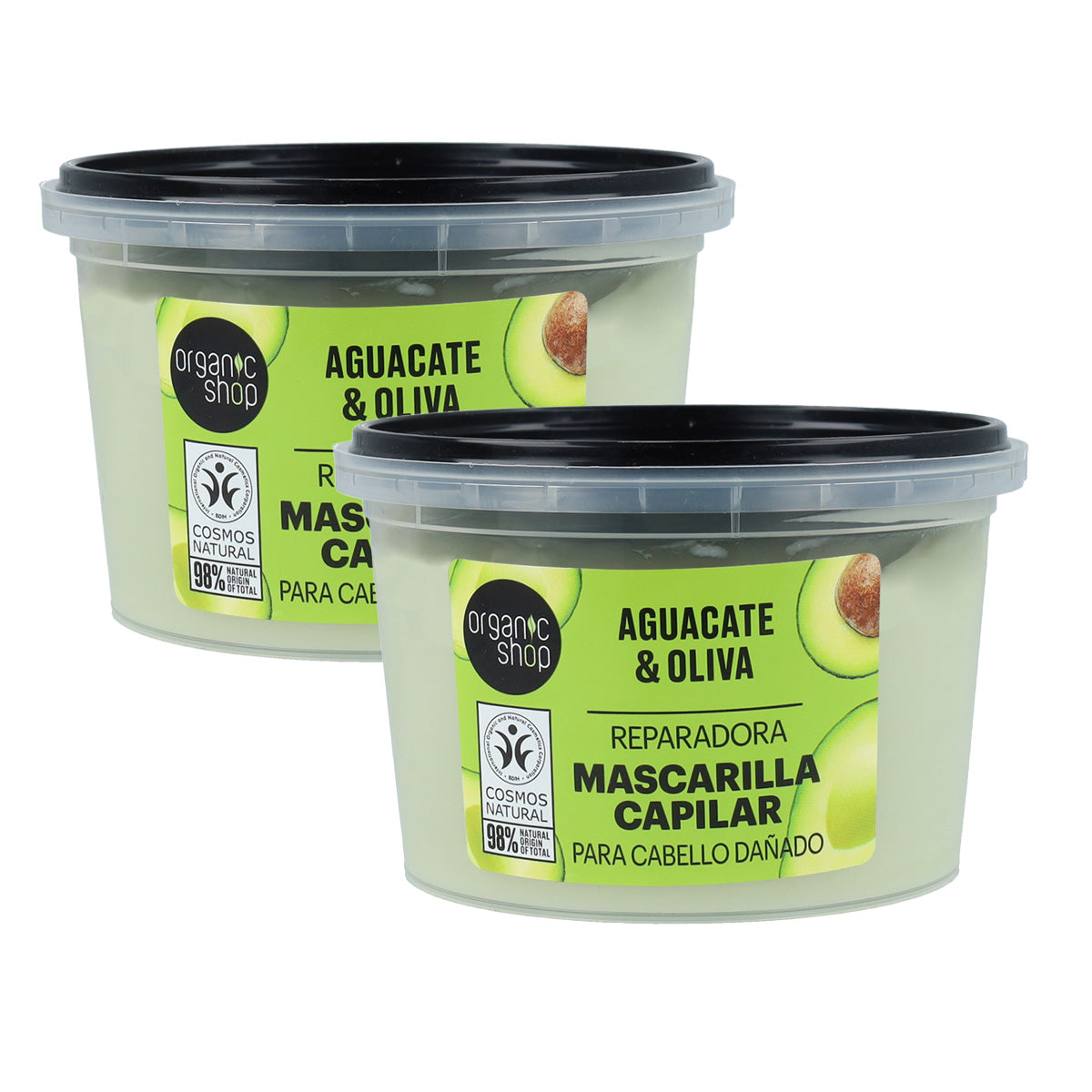 Pack PROMO 2x Masque capillaire réparateur express Avocat et Olive Organic Shop 250 ml